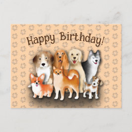 Postal Patrón de Huella de Perro Feliz Cumpleaños
