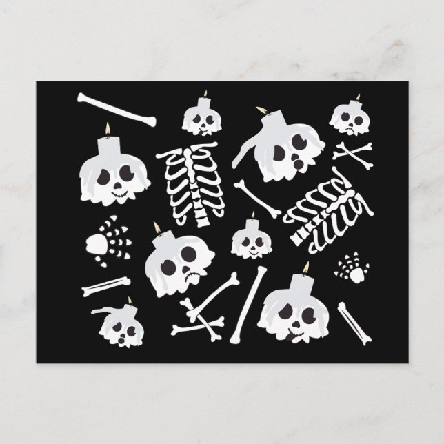 Postal Patrón de huesos de cráneo de esqueleto de Hallowe (Anverso)