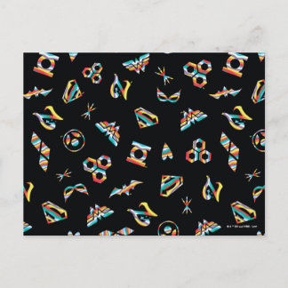 Postal Patrón de iconos del arco iris de los superhéroes 