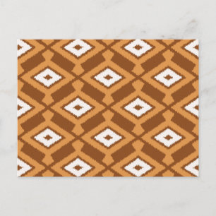 Postal Patrón de Ikat - Marrón, óxido y crema