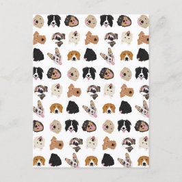 Postal Patrón de Ilustracion de cara de perro
