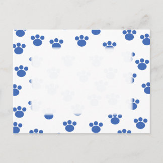 Postal Patrón de impresión de la pata de animales. Azul y