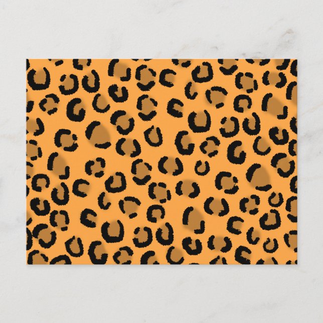 Postal Patrón de impresión de leopardo naranja, negro y m
