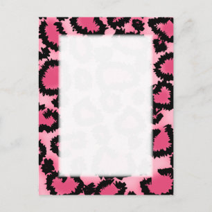 Postal Patrón de impresión de leopardo rosa y negro.