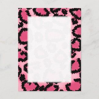 Postal Patrón de impresión de leopardo rosa y negro.