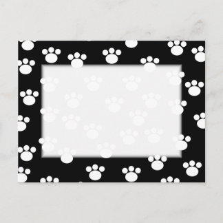 Postal Patrón de impresión de pata de animales en blanco 
