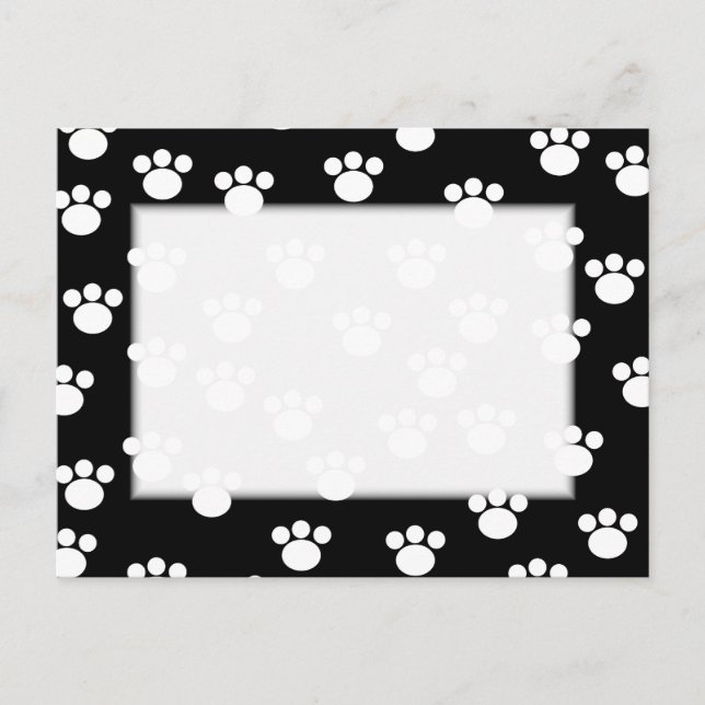 Postal Patrón de impresión de pata de animales en blanco  (Anverso)