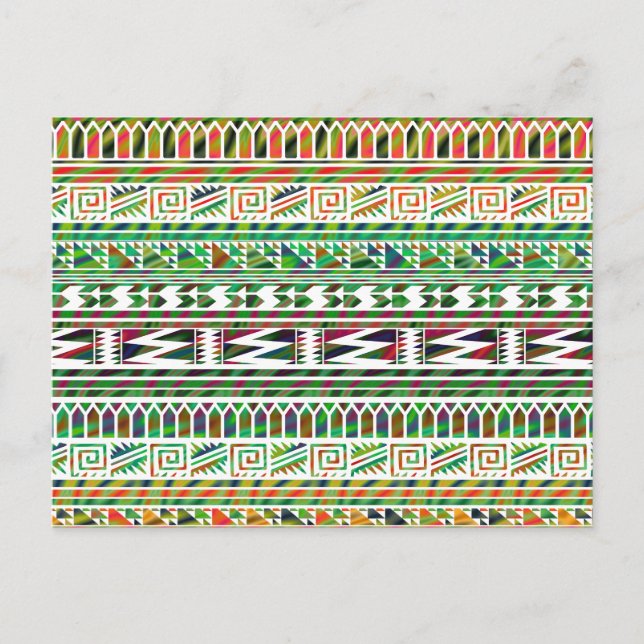 Postal Patrón de impresión tribal azteca geométrica multi (Anverso)