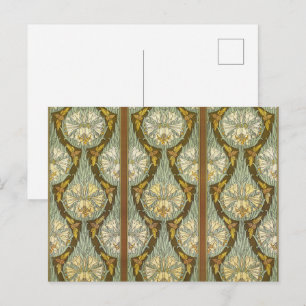 Postal Patrón de Insecto de Lirio Art Nouveau Verde Salvi