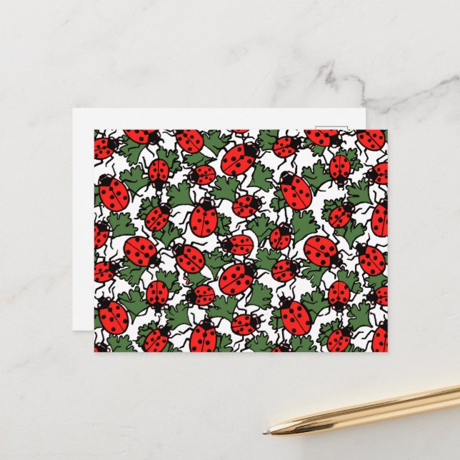 Postal Patrón de insectos de parásitos de Art Nouveau (Anverso/Reverso In Situ)