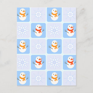 Postal Patrón de invierno de snowman y copos de nieve