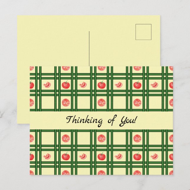 Postal Patrón de jardinero de tomates frescos (Anverso / Reverso)