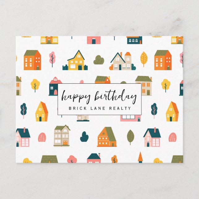 Postal Patrón de la casa Bienes inmuebles Feliz cumpleaño (Anverso)