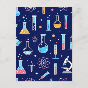 Postal Patrón de laboratorio de ciencias colorido y quími