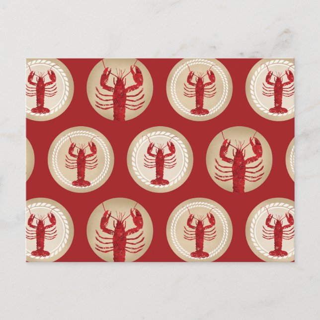 Postal Patrón de langosta rojo - Mariscos oceánicos náuti (Anverso)
