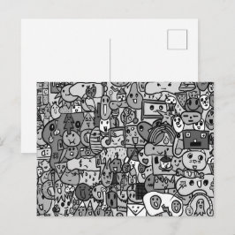 Postal Patrón de lanzamiento dibujado a mano de personaje