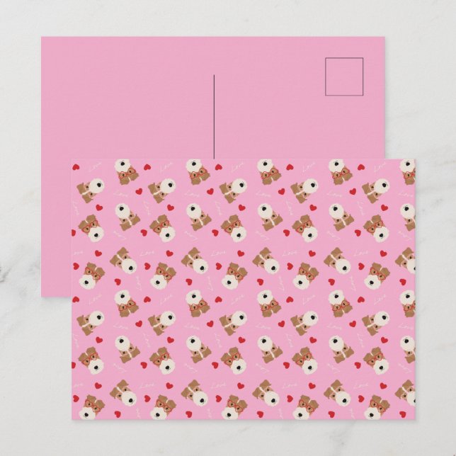 Postal Patrón de lentes de corazón de perro de Fox Terrie (Anverso / Reverso)