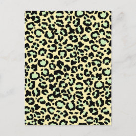Postal Patrón de leopardo en verde menta sobre avena 