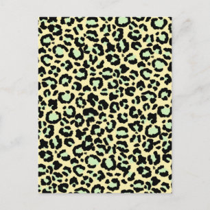 Postal Patrón de leopardo en verde menta sobre avena