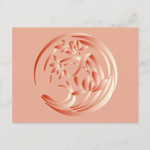 Postal patrón de lirio Art Deco - naranja coral