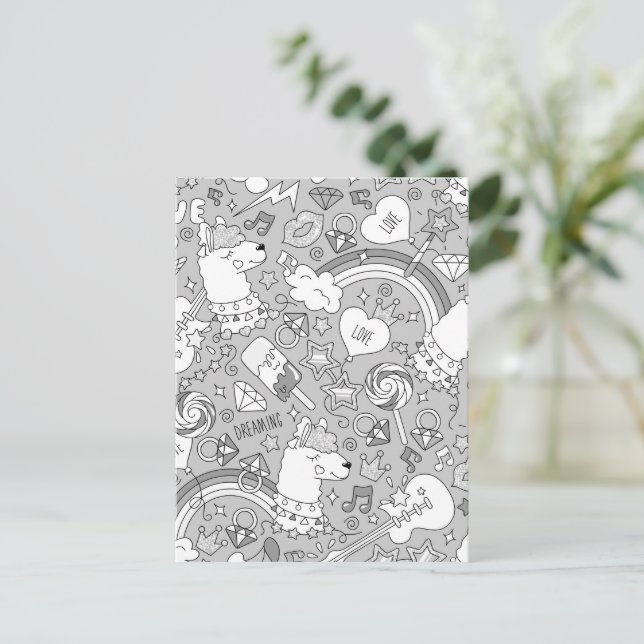 Postal patrón de llama 4 (Anverso de pie)