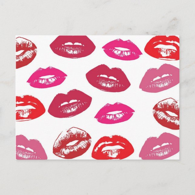 Postal Patrón de los labios rojos y rosados (Anverso)