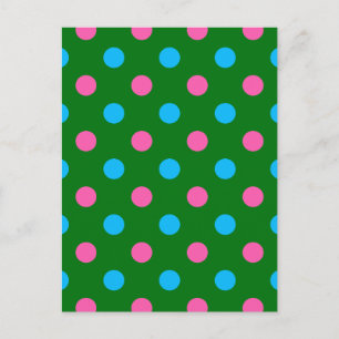 Postal Patrón de lunares verde rosa azul