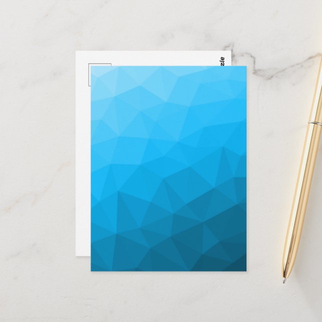 Postal Patrón de malla geométrica de gradiente cian azul  (Anverso/Reverso In Situ)