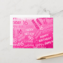 Postal Patrón de malla geométrica rosada caliente de cual