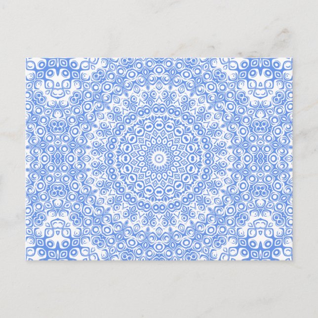 Postal Patrón de Mandala Azul Aciano (Anverso)