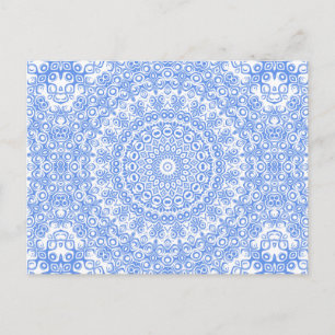 Postal Patrón de Mandala azul de Cornflower