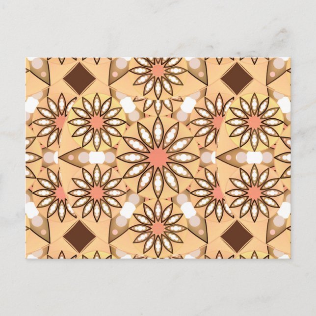 Postal Patrón de Mandala, bronceado de caramelo, marrón c (Anverso)