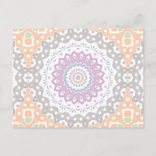 Postal Patrón de Mandala de Primavera Pastel en Simetría 