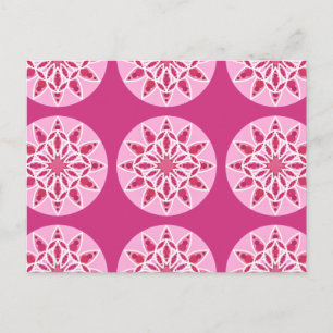 Postal Patrón de Mandala en rosa, fucsia y blanco