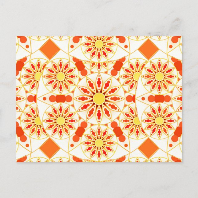 Postal Patrón de Mandala, rojo ladrillo, óxido, oro (Anverso)