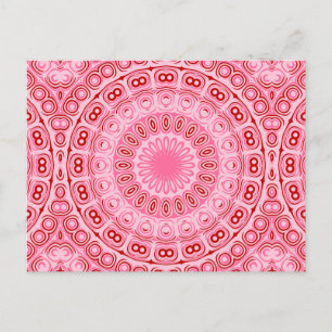 Postal Patrón de Mandala Rojo y Rosa