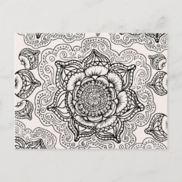 Postal Patrón de Mandala Super Negro y Blanco