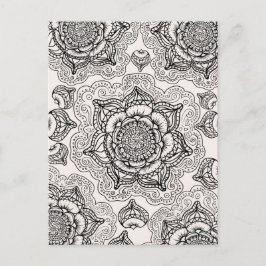 Postal Patrón de Mandala Super Negro y Blanco