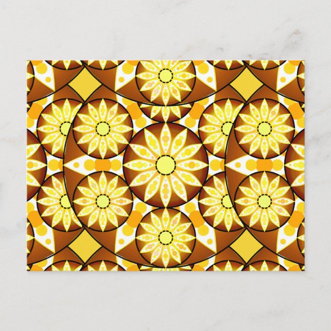 Postal Patrón de mandala, tonos marrones y dorados (Anverso)