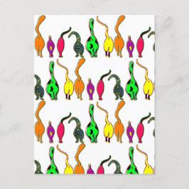 Postal Patrón de manguitos de gato coloridos