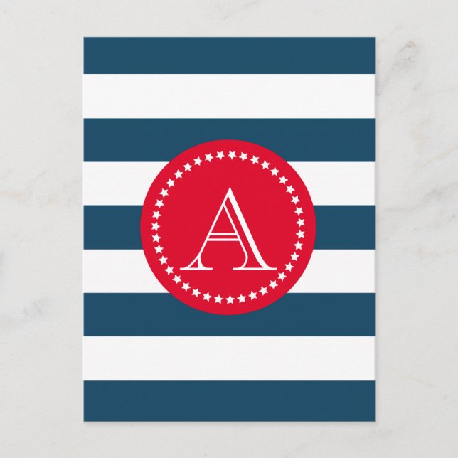 Postal Patrón de marina azul y blanca (Anverso)