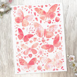 Postal Patrón de mariposa acuarela rosa<br><div class="desc">Pintura de mariposa de color blanco y rosa coral.</div>
