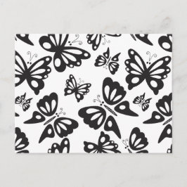 Postal Patrón de mariposa - Blanco y negro
