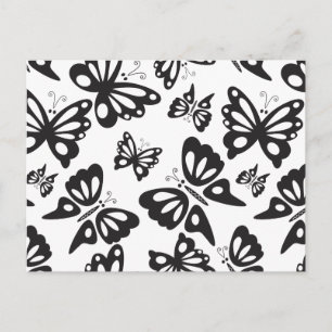 Postal Patrón de mariposa - Blanco y negro