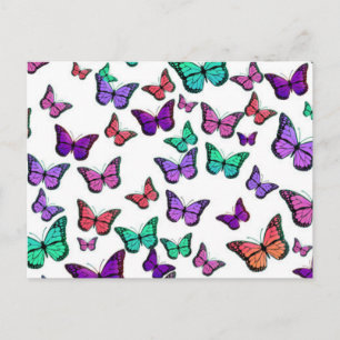 Postal Patrón de mariposas bastante coloridas