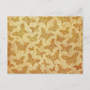 Postal Patrón de mariposas vintage voladoras
