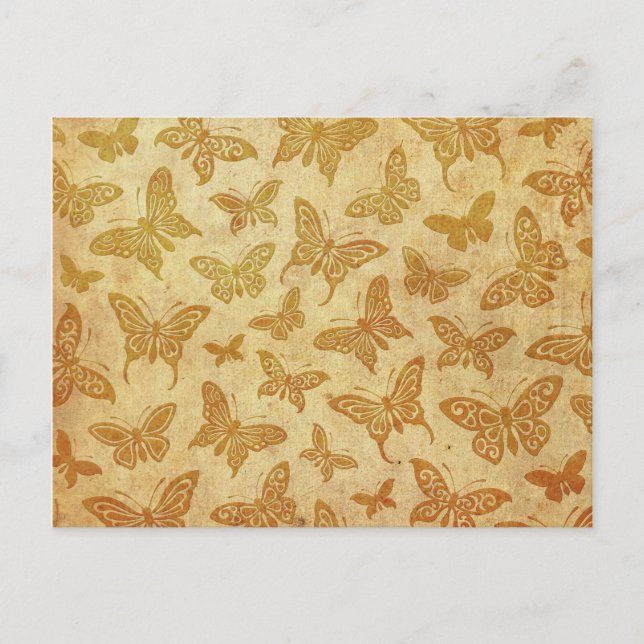 Postal Patrón de mariposas vintage voladoras (Anverso)