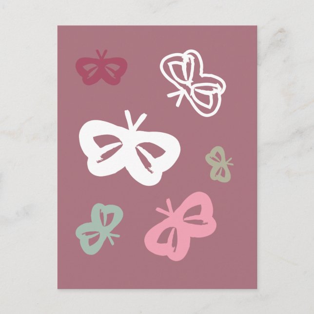 Postal Patrón de mariposas voladoras (Anverso)