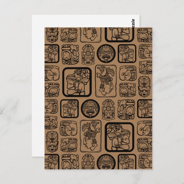 Postal Patrón de mascarilla antigua de la tribu MAYA 1 (Anverso / Reverso)