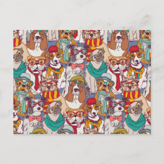Postal Patrón De Moda De Cachorro Cuto